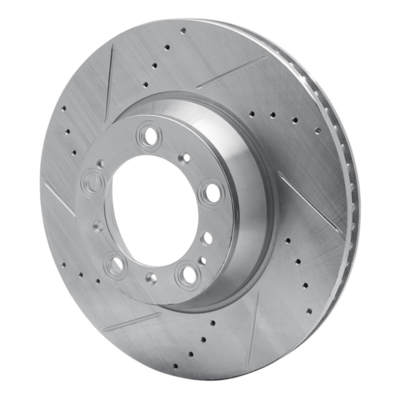 Porsche 911 Brake Rotor (1) - Left Rear - R1 Concepts - Drilled & Slotted - Silver - `99-`23
